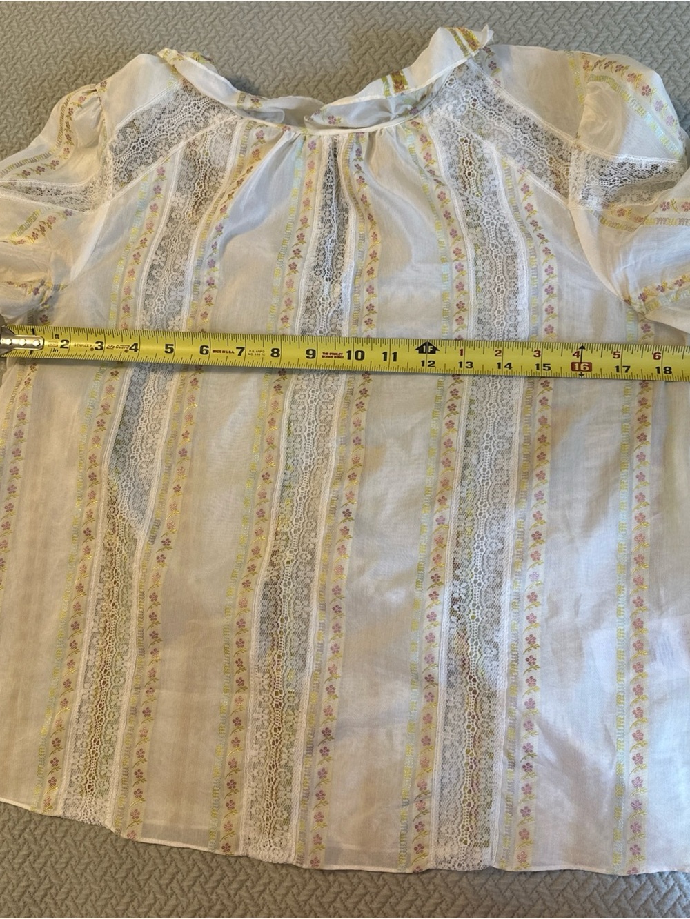 Sandro Paris Rosane Floral Stripe Ruffle-Neck Blouse - Cream size 2 - Picture 7 of 14
